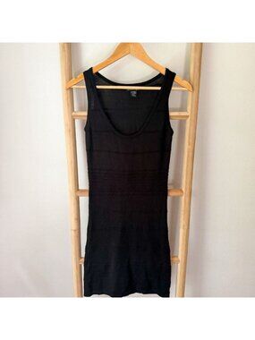 Sweater Project Black Sleeveless Bodycon Mini Dress Sheer Stretch Medium